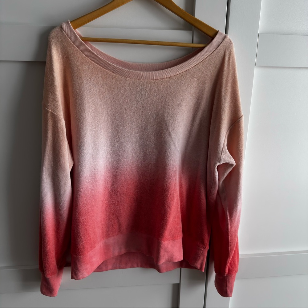 GAP Off-the-Shoulder Pink and Red Ombré Sweater